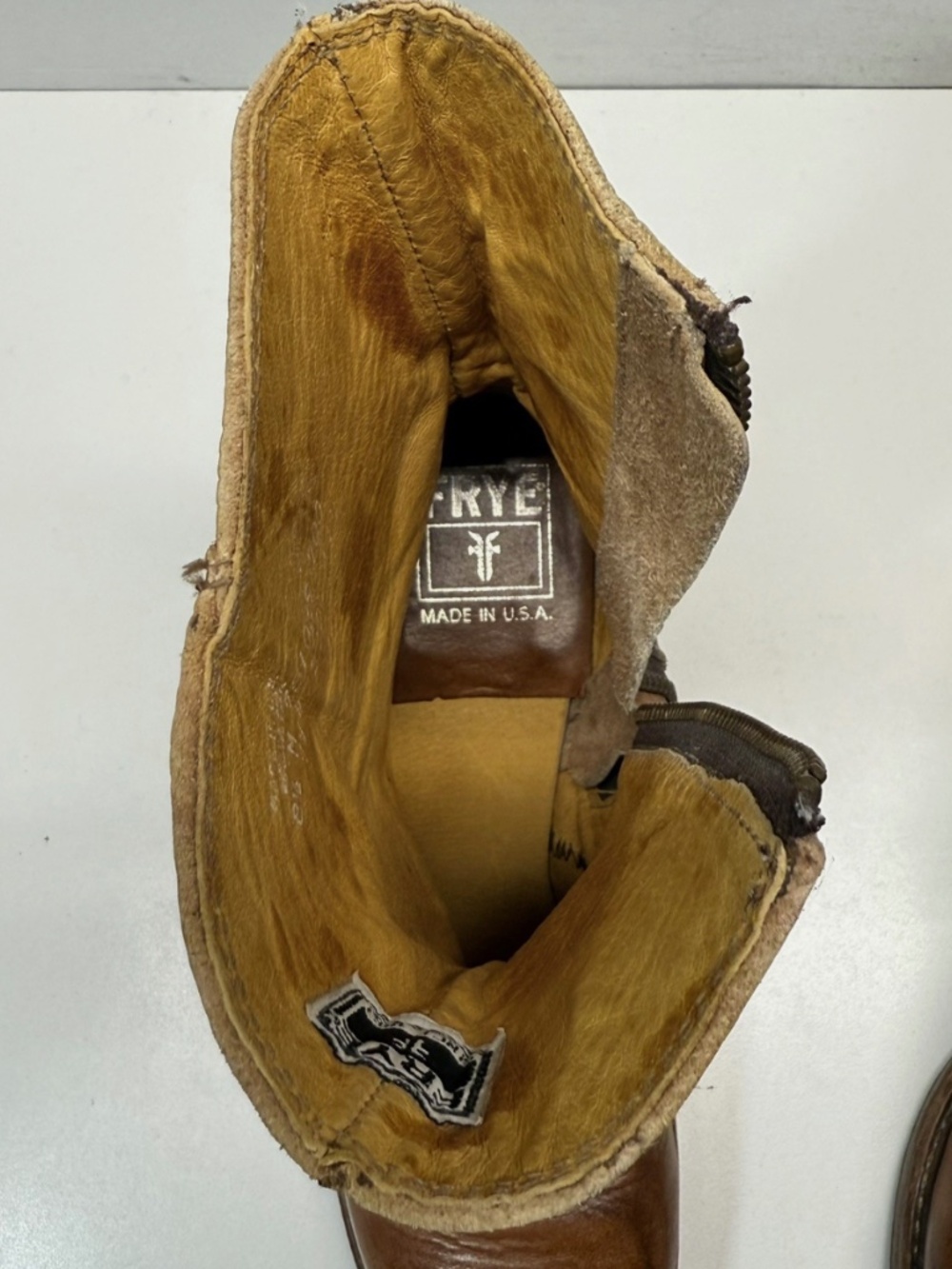 RARE! Vintage Frye Campus "Made In USA" Inside Zip Ankle Boots Saddle Leather - Picture 11 of 16